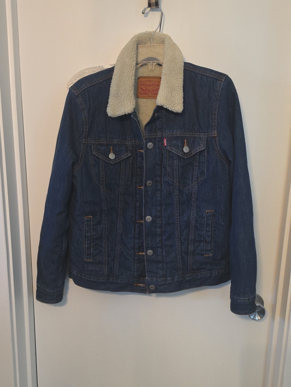 Levi's Blue Denim Jacket with Cream Sherpa Collar